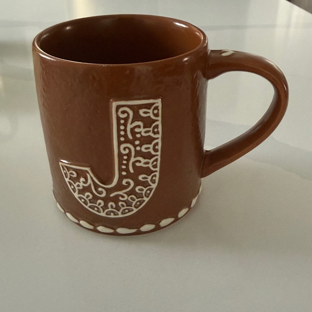 Pottey Barn Gingerbread Stoneware Alphabet Mug